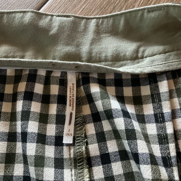 Free People Jules gingham olive green/black high waist, wide leg pants sz 2 - Picture 5 of 13